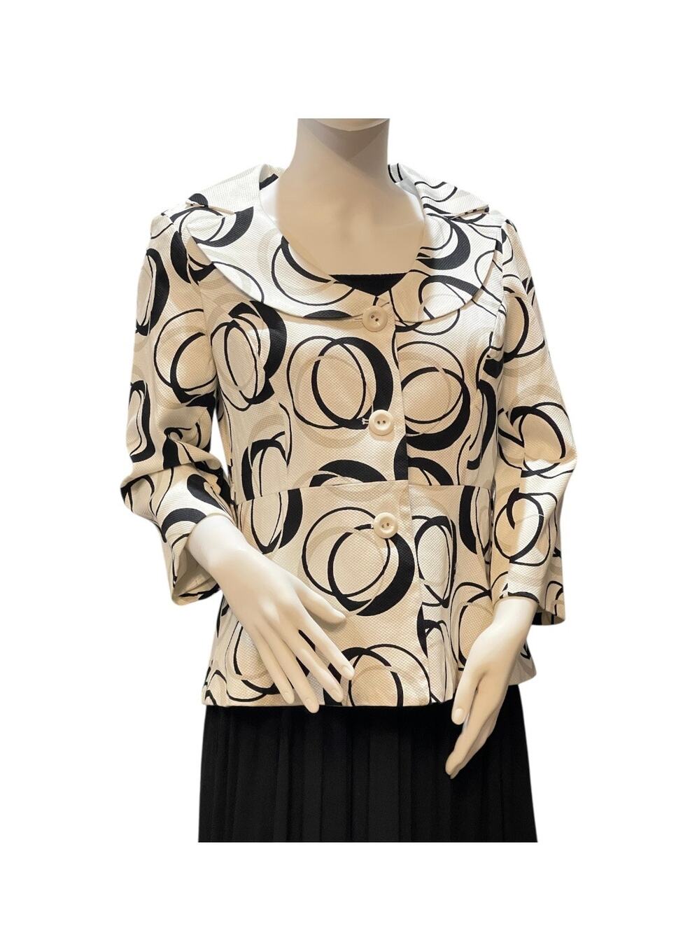 SANDRO Sportswear womens jacket Size small White Black Beige 3/4 Sleeves